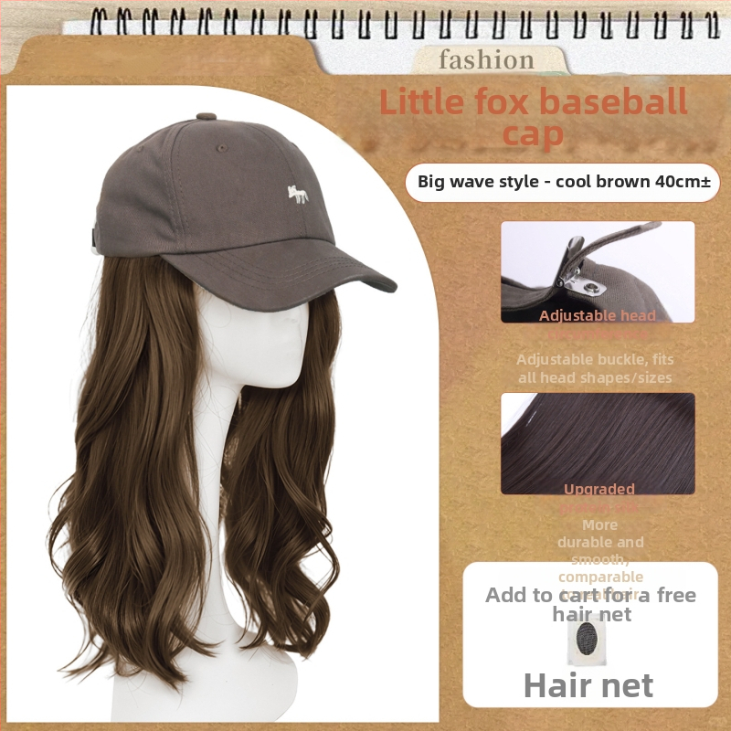 Parochňa pre ženy s integrovaným klobúkom, dlhé rovné vlasy — ofina rovná, vlasy z teplovzdorného syntetického vlákna, nie je možné farbiť