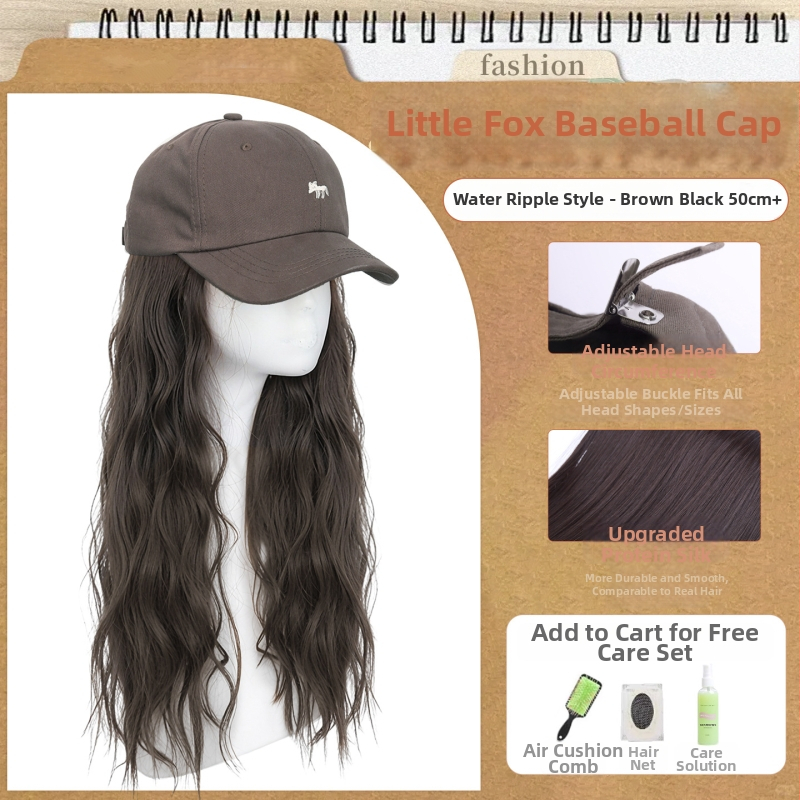 Parochňa pre ženy s integrovaným klobúkom, dlhé rovné vlasy — ofina rovná, vlasy z teplovzdorného syntetického vlákna, nie je možné farbiť