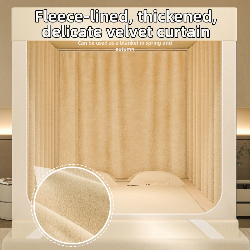 Voodil moskitovõrk kolme uksega, tõmblukuga ruutvõrk, polüesterkangas, värvitud süsinikterasest raam