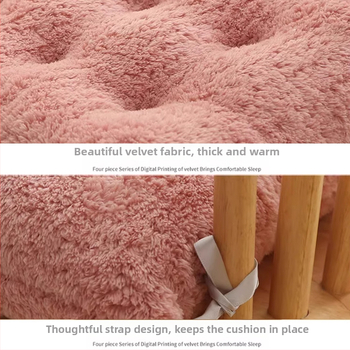 Feiyi plyšová vankúš na stoličku – hrubý teplý sedák na jedálenské a kancelárske stoličky – výplň PP bavlna, moderný minimalistický štýl