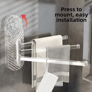 Plastový otočný držiak na uteráky so sacím systémom, na stenu, s viacerými tyčami