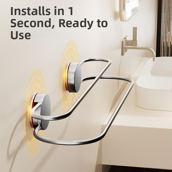 Nerezový držiak na uteráky so sacou a dvojitou tyčou do kúpeľne – bez vrtania