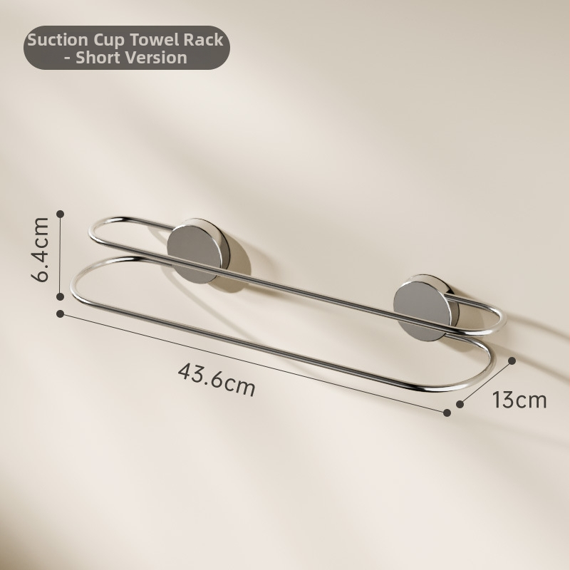 Nerezový držiak na uteráky so sacou a dvojitou tyčou do kúpeľne – bez vrtania
