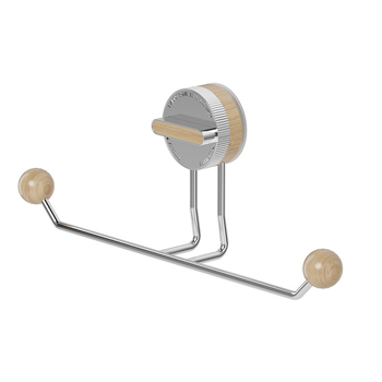 Držiak na uteráky s vákuovým uchytením, bez vŕtania, nerezová oceľ, drevený vzhľad, kúpeľňa a kuchyňa – Shell Stone