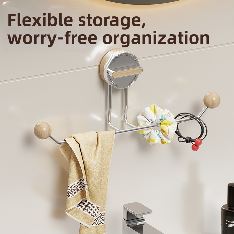 Rätikute hoidik imukorgiga, ilma puurimiseta, roostevabast terasest, puidust tekstuuriga, vannituppa ja kööki – Shell Stone