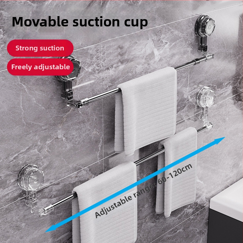 Držiak uterákov do kúpeľne s podtlakovým uchytením, z nehrdzavejúcej ocele, bez vŕtania, rozšíriteľný