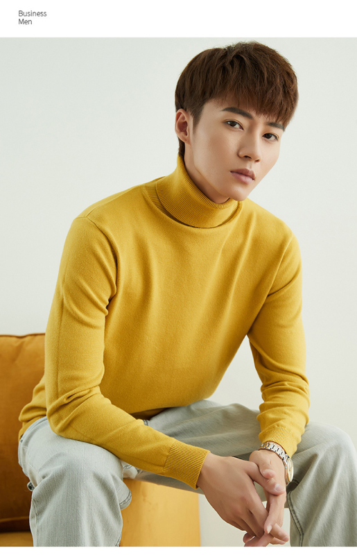 Pánsky voľný sveter s rolákom, korejský štýl, 100% akryl, pranie v práčke