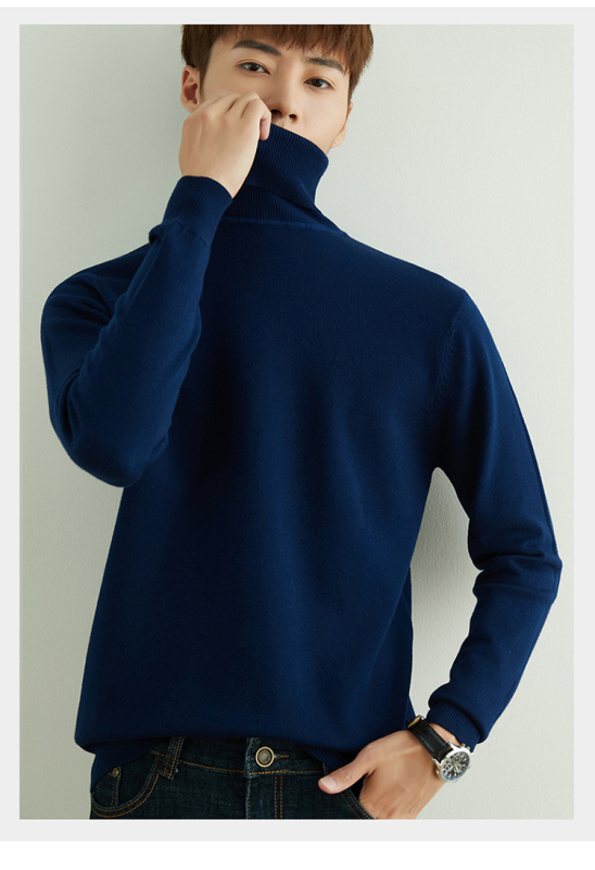Pánsky voľný sveter s rolákom, korejský štýl, 100% akryl, pranie v práčke
