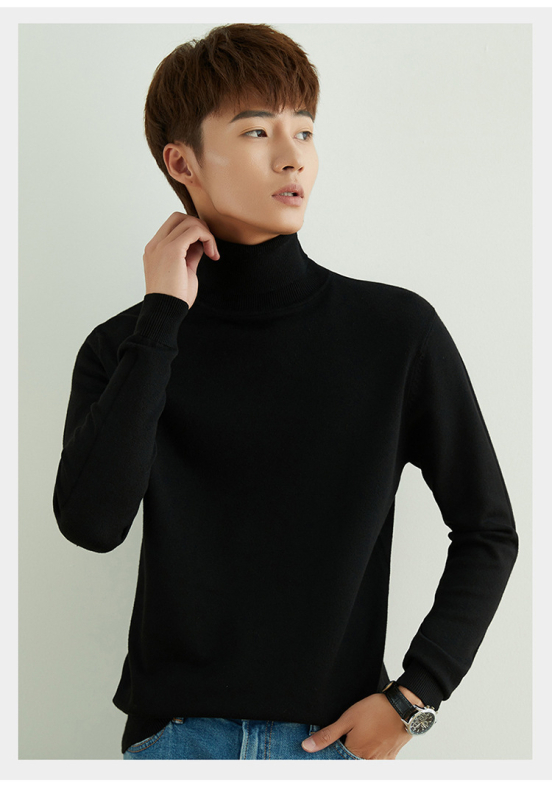 Pánsky voľný sveter s rolákom, korejský štýl, 100% akryl, pranie v práčke