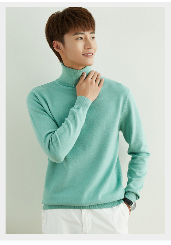 Pánsky voľný sveter s rolákom, korejský štýl, 100% akryl, pranie v práčke
