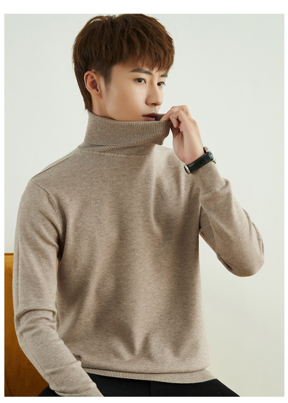 Pánsky voľný sveter s rolákom, korejský štýl, 100% akryl, pranie v práčke
