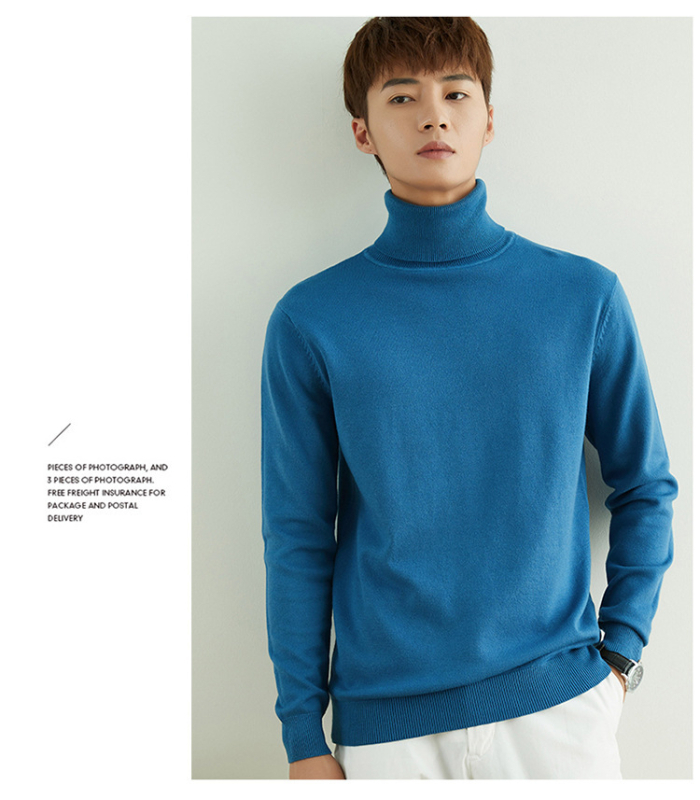 Pánsky voľný sveter s rolákom, korejský štýl, 100% akryl, pranie v práčke