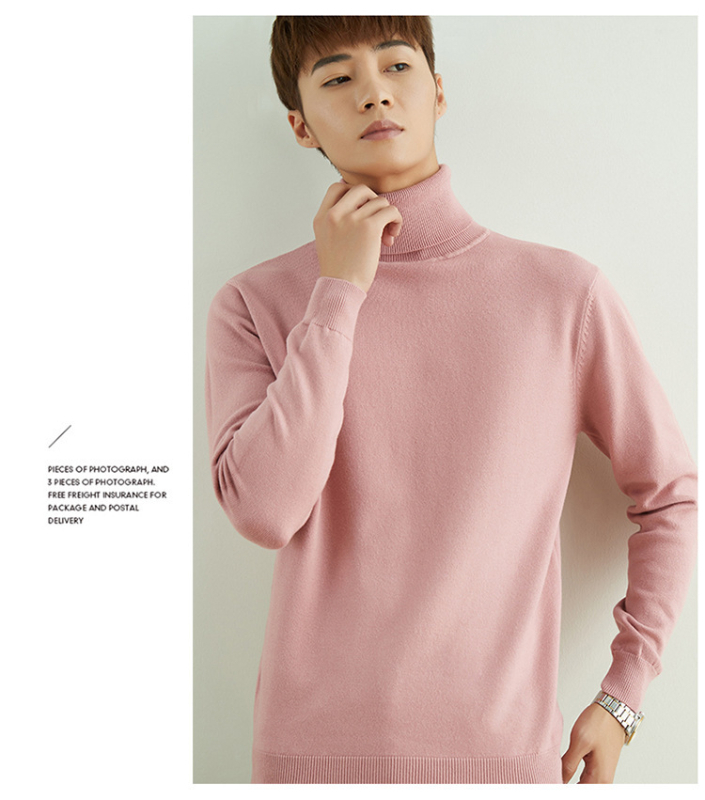 Pánsky voľný sveter s rolákom, korejský štýl, 100% akryl, pranie v práčke