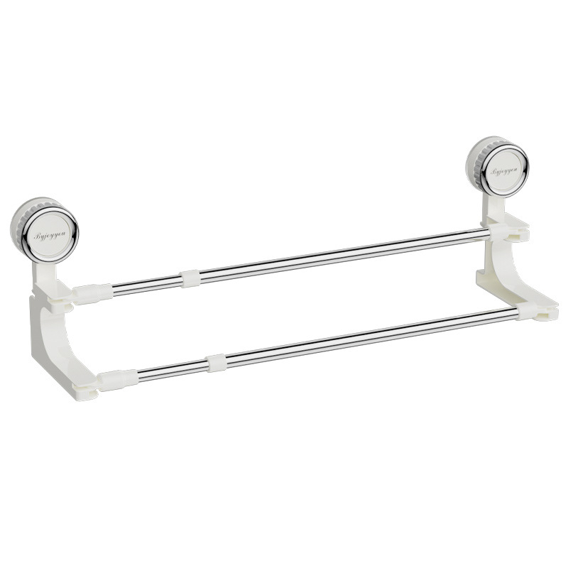 Jiuyue Otáčajúci sa držiak uterák s vákuovým uchytením, dvojitý stĺp, teleskopický, bez vŕtania, dvojúrovňové zavesenie