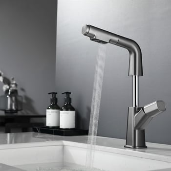 M13 Meďový umývadlový kohútik s ťahacím výsuvom – miešanie, keramický kartridž, povrchová úprava s vodným leskom