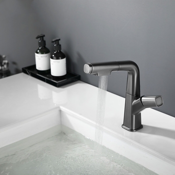 M13 Meďový umývadlový kohútik s ťahacím výsuvom – miešanie, keramický kartridž, povrchová úprava s vodným leskom