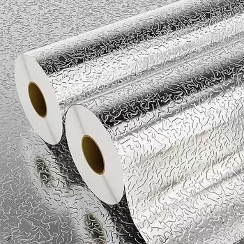 Stena sticker kuchyne – samolepiaci, vodeodolný, vlhkosť-odolný, olejodolný, odolný voči špine; geometrický štvorcový vzor; materiál PET/aluminová fólia/PVC; jedna doska.