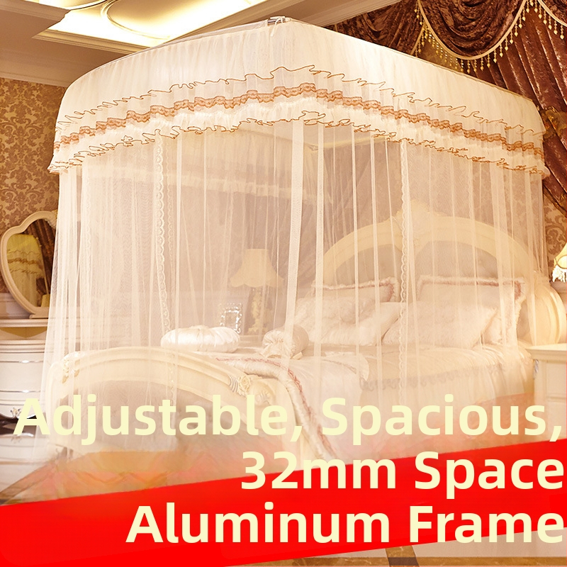 U‑tvarovaná teleskopická sieť proti komárom s hliníkovým rámom, palácový štýl, tri dvere, montáž vyžaduje