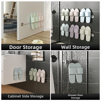 Guangkai Nerezová oceľ nástenný stojan na papuče – montáž bez vrtania, kúpeľňový organizér