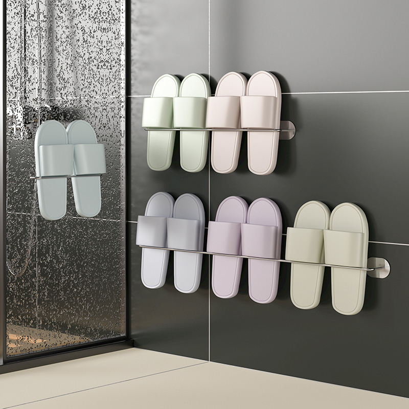 Guangkai Nerezová oceľ nástenný stojan na papuče – montáž bez vrtania, kúpeľňový organizér
