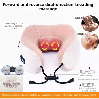 Aike Bear U tvarovaná masážna vankúš na krk a ramená, 2 masážne hlavy, 3. úroveň, káblové ovládanie, AC napájanie, vibrácie