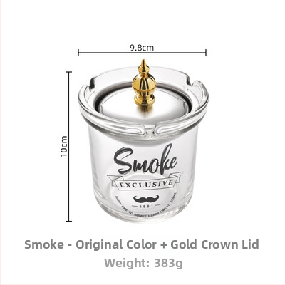 Sklenený popolník s viečkom, proti rozptylu popolov, viacúčelový (do auta, domova, kancelárie)