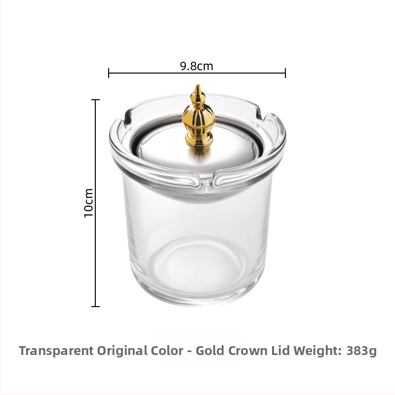 Sklenený popolník s viečkom, proti rozptylu popolov, viacúčelový (do auta, domova, kancelárie)