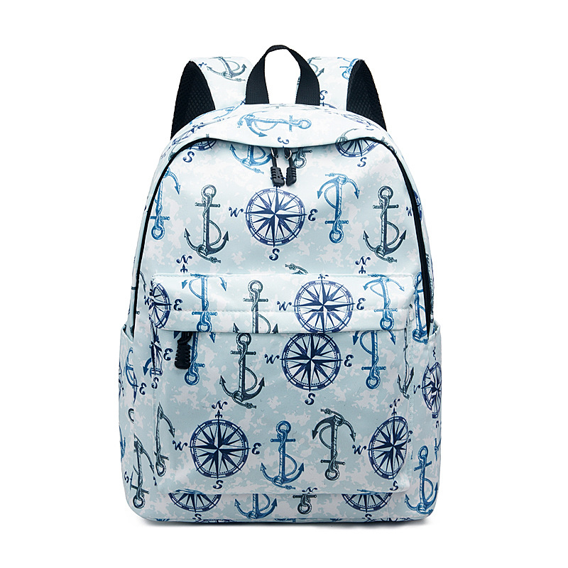 Unisex nylonový batoh, vodeodolný, geometrický vzor, polyesterová výstelka, popruh s vzdušnou vankúšou pre školské použitie