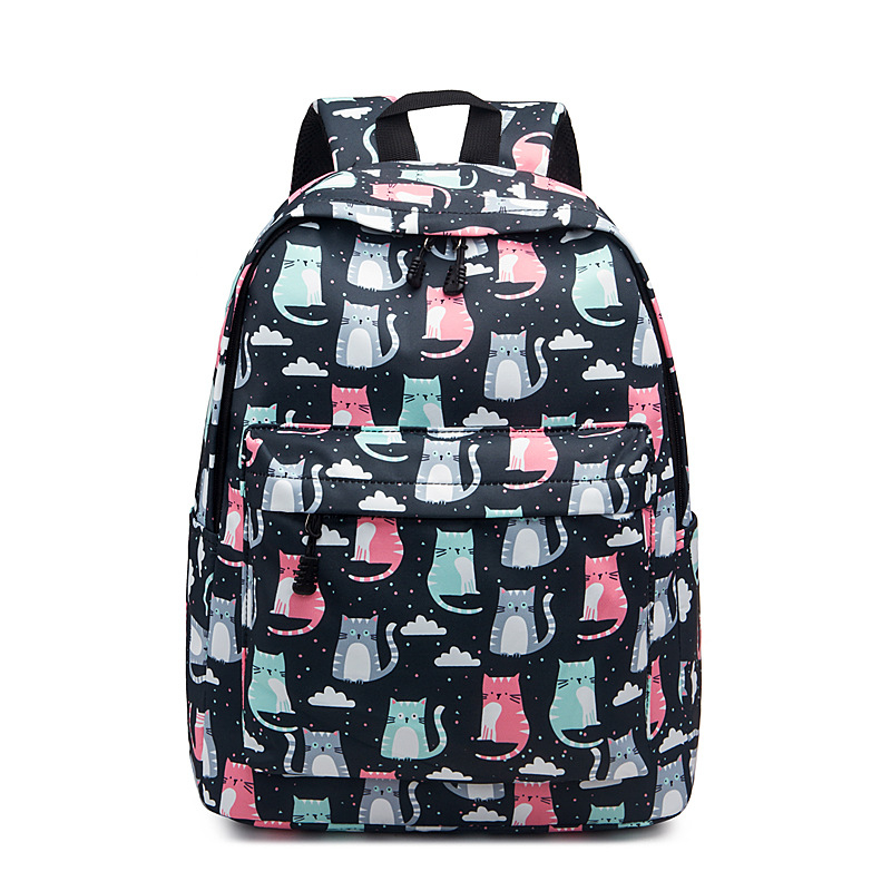 Unisex nylonový batoh, vodeodolný, geometrický vzor, polyesterová výstelka, popruh s vzdušnou vankúšou pre školské použitie