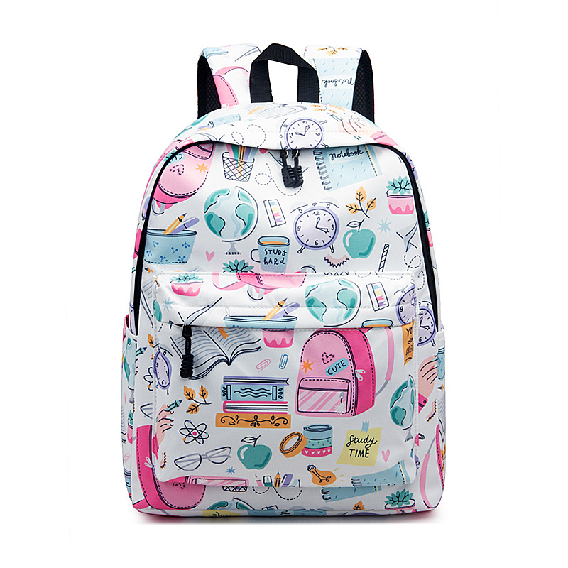 Unisex nylonový batoh, vodeodolný, geometrický vzor, polyesterová výstelka, popruh s vzdušnou vankúšou pre školské použitie