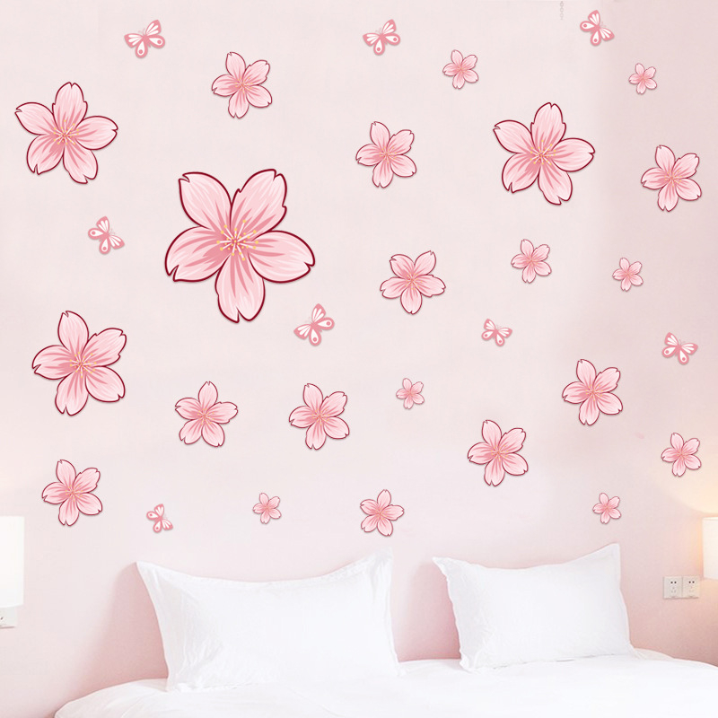 Nálepka na stenu s kvetmi – vodotesný PVC, samo-lepiaca dekorácia do obývačky a spálne, moderný minimalistický štýl