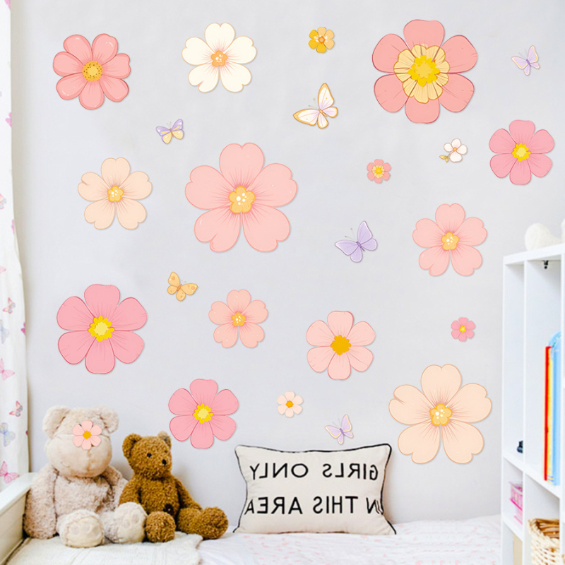 Nálepka na stenu s kvetmi – vodotesný PVC, samo-lepiaca dekorácia do obývačky a spálne, moderný minimalistický štýl