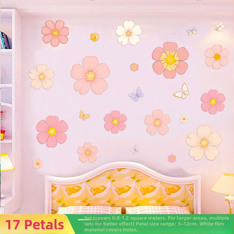Nálepka na stenu s kvetmi – vodotesný PVC, samo-lepiaca dekorácia do obývačky a spálne, moderný minimalistický štýl