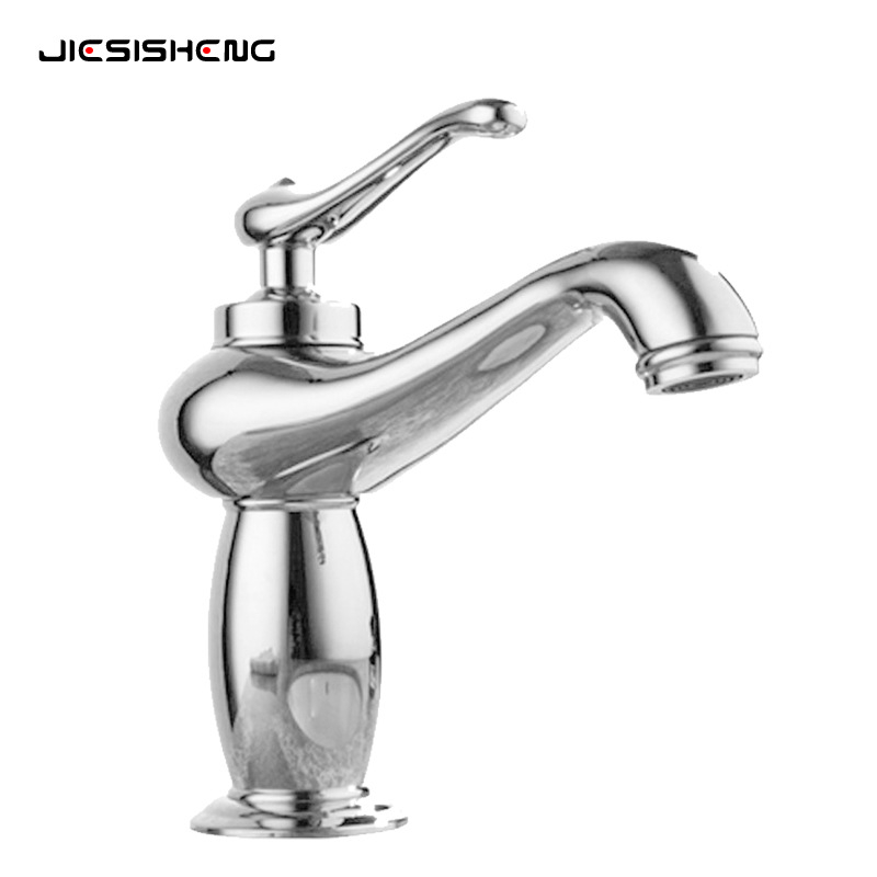 Antická mosadzová batéria na umývadlo s jedným otvorom, zvislá inštalácia, keramická vložka, telo z medi, zmiešanie teplej a studenej vody