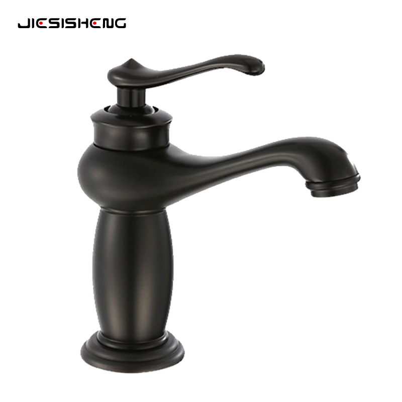 Antická mosadzová batéria na umývadlo s jedným otvorom, zvislá inštalácia, keramická vložka, telo z medi, zmiešanie teplej a studenej vody