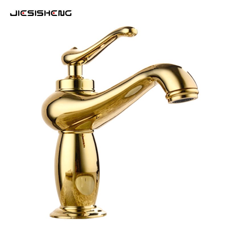 Antická mosadzová batéria na umývadlo s jedným otvorom, zvislá inštalácia, keramická vložka, telo z medi, zmiešanie teplej a studenej vody