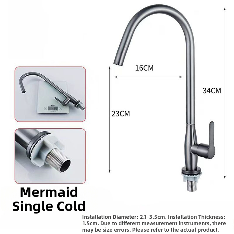 Kuchynský kohút Seamans, model XMS-3811H, nerezová oceľ, 1,6 MPa, keramický ventil