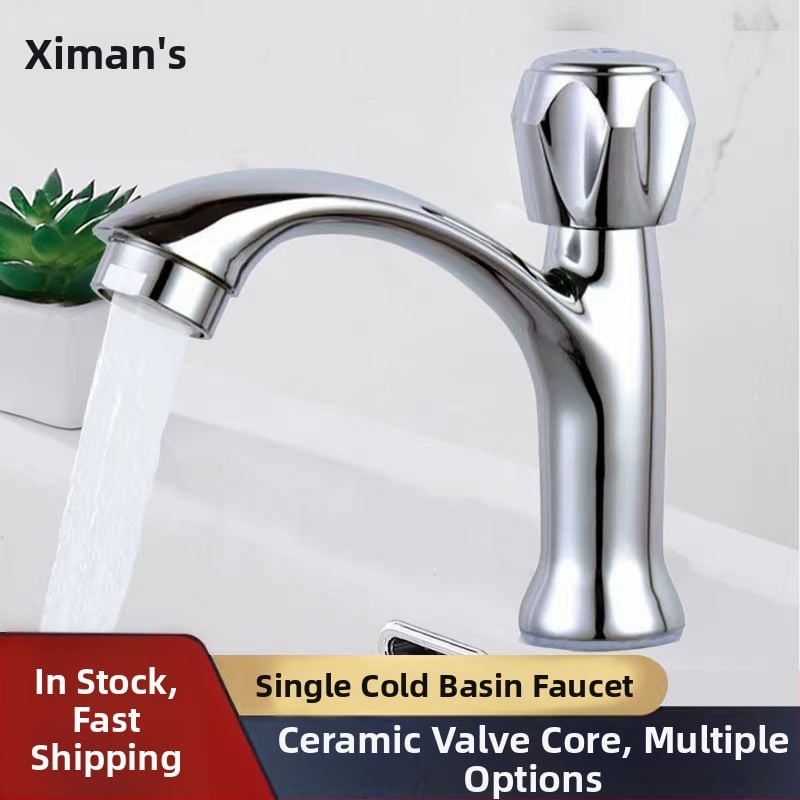 Seamans batéria na umývadlo zo zinkovej zliatiny, vysoký výtok, jediný studený prúd, keramický ventil, model XMS-3118