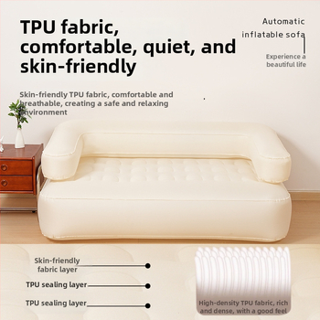 Vonkajšia nafukovacia pohovka-posteľ s jedným tlačidlom nafúknutia, výškovo nastaviteľná, dizajn päť v jednom, ekologické PVC, hmotnosť 5,2 kg