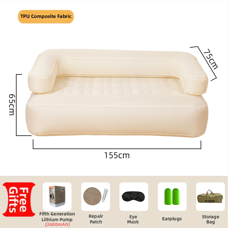 Vonkajšia nafukovacia pohovka-posteľ s jedným tlačidlom nafúknutia, výškovo nastaviteľná, dizajn päť v jednom, ekologické PVC, hmotnosť 5,2 kg