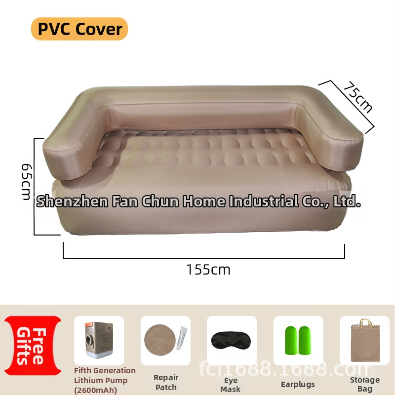 Vonkajšia nafukovacia pohovka-posteľ s jedným tlačidlom nafúknutia, výškovo nastaviteľná, dizajn päť v jednom, ekologické PVC, hmotnosť 5,2 kg
