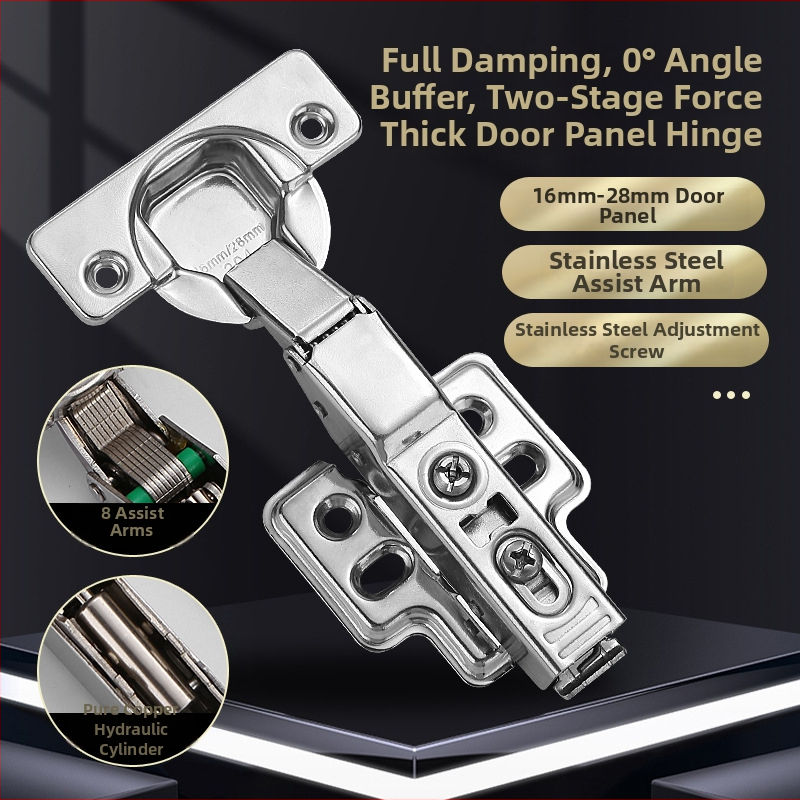 Pánt s pevnou doskou pre dvierka skrinky a šatníka s tlmením a hydraulickou pružinou (Model HB-thick plate hinge; Materiál: 304 nerezová oceľ; Povrch: leštený; Značka: TIANJULE)