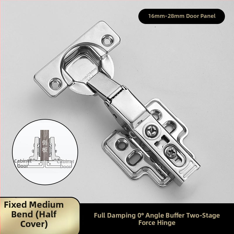 Pánt s pevnou doskou pre dvierka skrinky a šatníka s tlmením a hydraulickou pružinou (Model HB-thick plate hinge; Materiál: 304 nerezová oceľ; Povrch: leštený; Značka: TIANJULE)