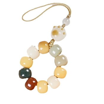 Telefónny reťazec s Bodhi korálkami a motívom mačacej labky, ručne vyrezávané korálky, vzor rastlín a kvetov, svieži a sladký štýl