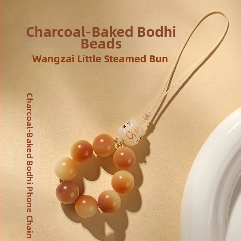 Telefónny reťazec s Bodhi korálkami a motívom mačacej labky, ručne vyrezávané korálky, vzor rastlín a kvetov, svieži a sladký štýl