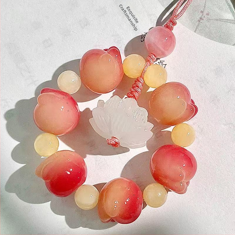 Telefónny reťazec s Bodhi korálkami a motívom mačacej labky, ručne vyrezávané korálky, vzor rastlín a kvetov, svieži a sladký štýl