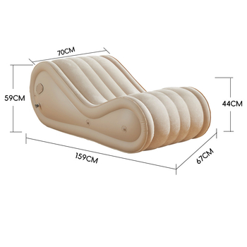 Okadu Nafukovacia pohovka – flokované PVC, pre dospelých, prispôsobiteľná, tvar S, moderný minimalistický štýl
