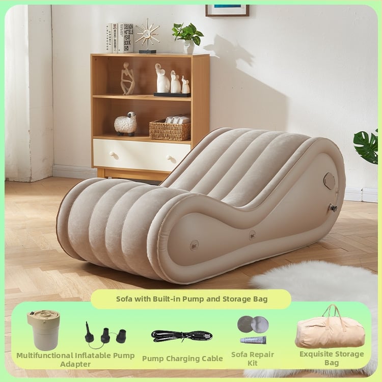 Okadu Nafukovacia pohovka – flokované PVC, pre dospelých, prispôsobiteľná, tvar S, moderný minimalistický štýl