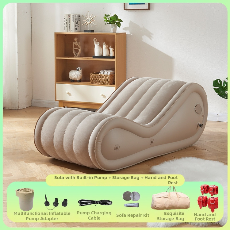 Okadu Nafukovacia pohovka – flokované PVC, pre dospelých, prispôsobiteľná, tvar S, moderný minimalistický štýl