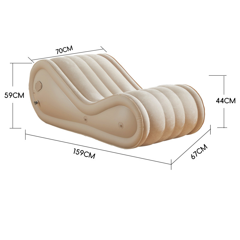 Okadu Nafukovacia pohovka – flokované PVC, pre dospelých, prispôsobiteľná, tvar S, moderný minimalistický štýl